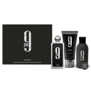 AFNAN 9PM MEN 4PC SET 3.4 EDP SPRAY / 3.4 S.GEL / 3.4 BL / 5.0 BODY MIST (WH2)